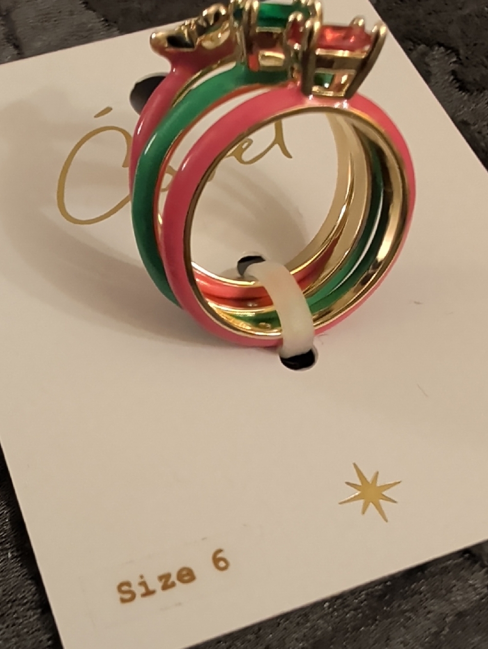 Covet Stacking Rings Lot; 7 Enameled Gold-toned w/ Colored Stones - Picture 14 of 14